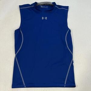 Under Armour Men's HeatGear Armour Sleeveless Compression Shirt Blue Large